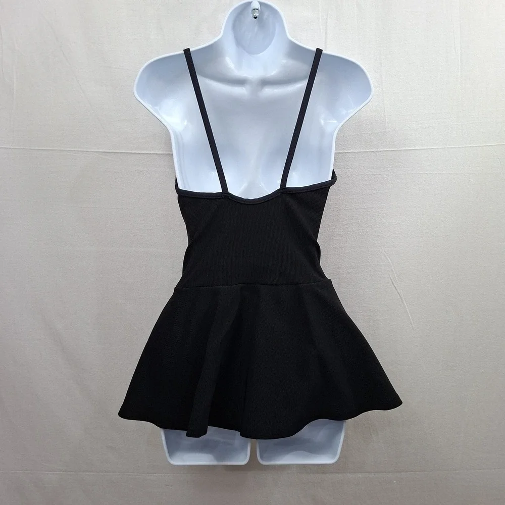 Swim Solutions Size 10 Black Striped Halter Swimsuit Dress‎ Slimming Shaper - Picture 2 of 11